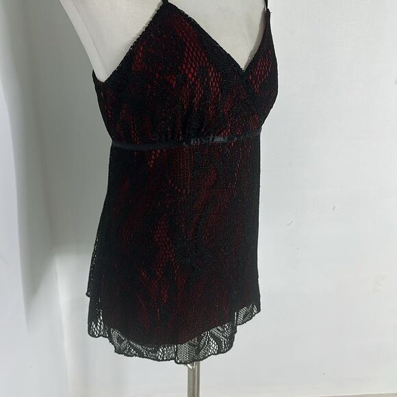 Vintage Vampy Goth Y2k Empire Waist Lace Overlay Camisole Top - Picture 3 of 6